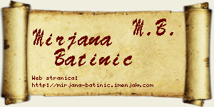 Mirjana Batinić vizit kartica